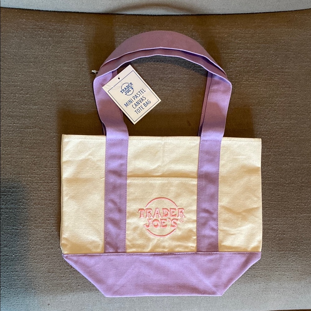 NWT Trader Joe’s Easter mini pastel Easter canvas tote